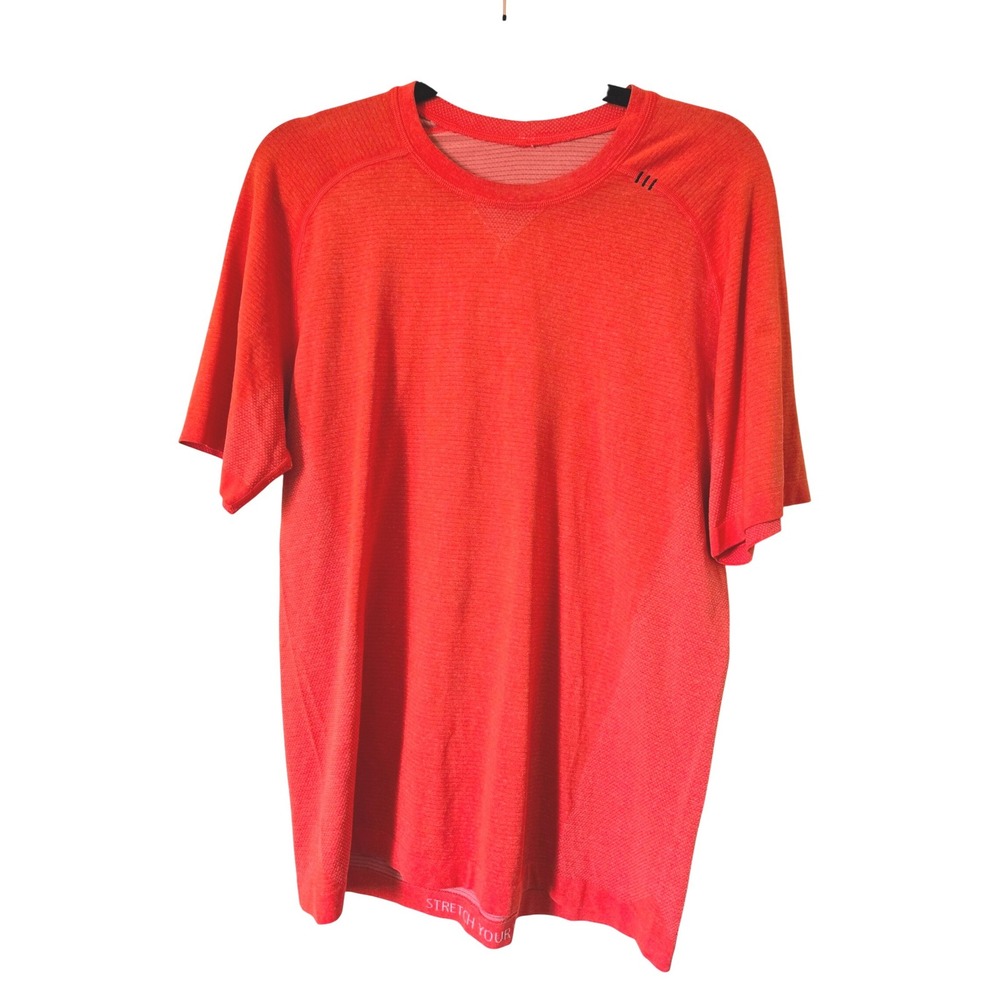 Lululemon Mens Medium Metal Vent Tech SS Short Sleeve Shirt Running Orange